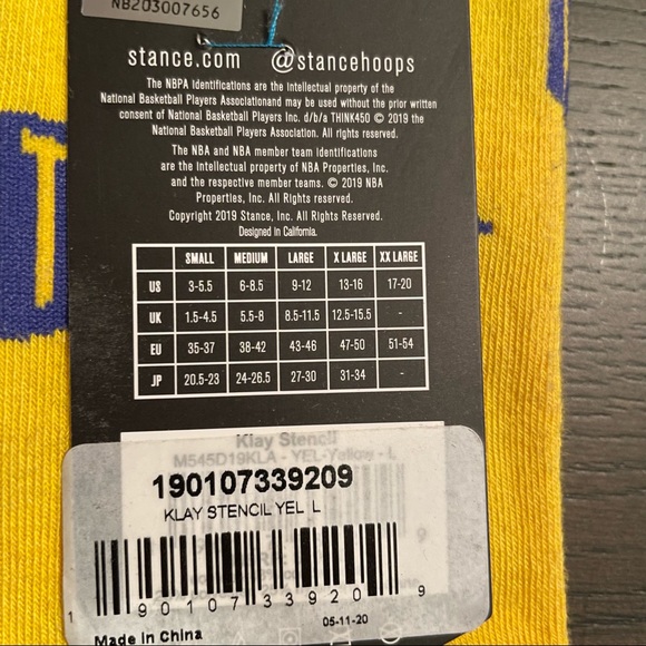 Stance Klay Thompson Golden State Warriors men’s socks - fits size 9-12 - NWT - Picture 3 of 3